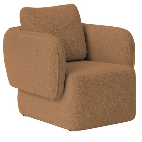 Poltrona Decorativa Sala de Estar Duna Bouclé Terracota - Nexta Casa