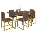Ver imagem 3 de Conjunto Duas Cadeiras Sala Jantar Barcelona Base Dourado:marrom