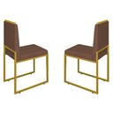 Ver imagem 1 de Conjunto Duas Cadeiras Sala Jantar Barcelona Base Dourado:marrom