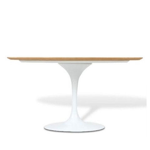 Mesa de Jantar Tulipa Saarinen Oval 244x137cm Tampo Madeira Freijó - Branco