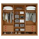 Ver imagem 3 de Guarda-roupa Casal 100% Mdf 3 Portas 6 Gavetas Vitta 2,70 Glass Amendoa/off White