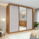 Ver imagem 2 de Guarda-roupa Casal 100% Mdf 3 Portas 6 Gavetas Vitta 2,70 Glass Amendoa/off White