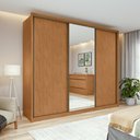 Ver imagem 1 de Guarda-roupa Casal 100% Mdf 3 Portas 6 Gavetas Vitta 2,70 Glass Amendoa/off White