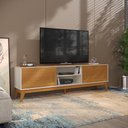 Ver imagem 2 de Rack para Tv até 65 Polegadas 2 Portas com Puxador em Madeira Maciça Lion 180cm retrô - Via