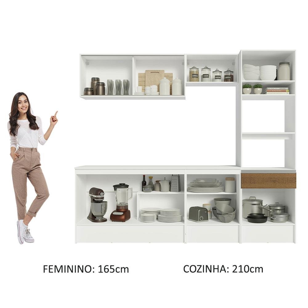 Armário de Cozinha Completa 240cm Branco/Rustic Diamante Madesa 06 - 7