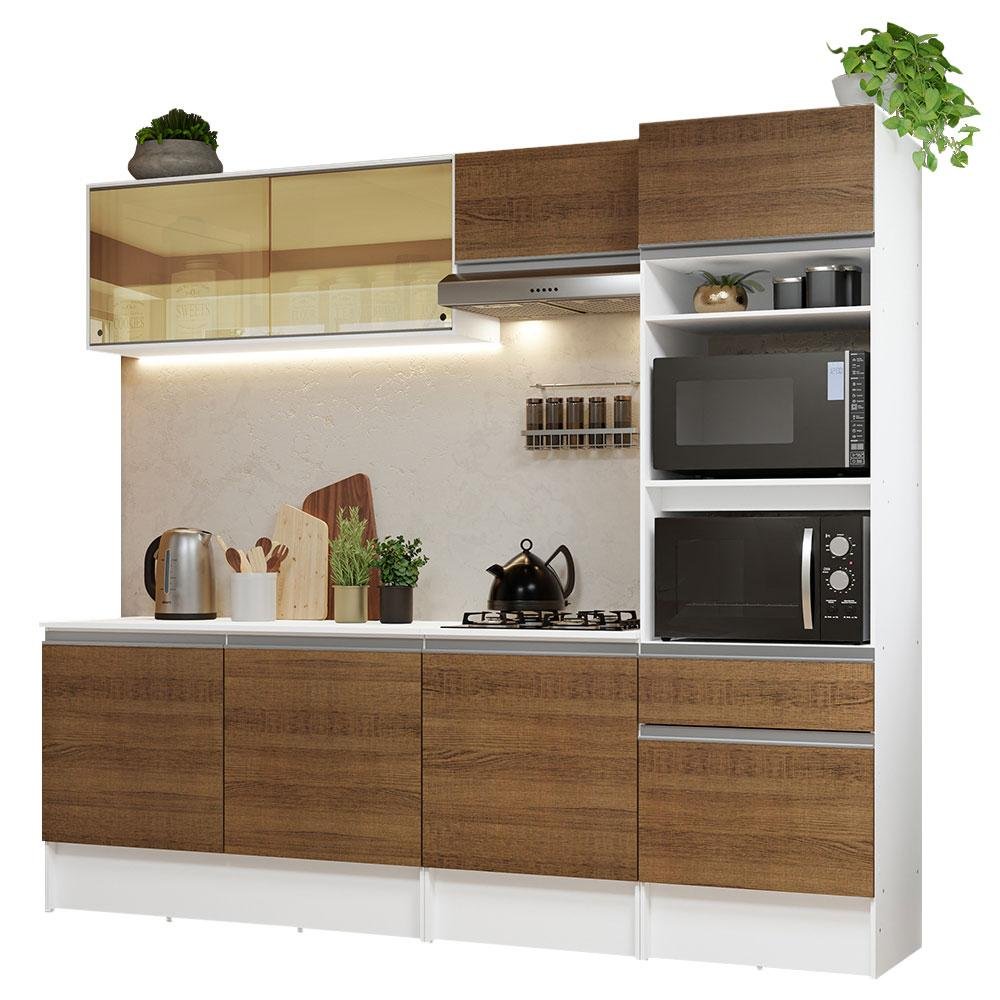 Armário de Cozinha Completa 240cm Branco/Rustic Diamante Madesa 06 - 3