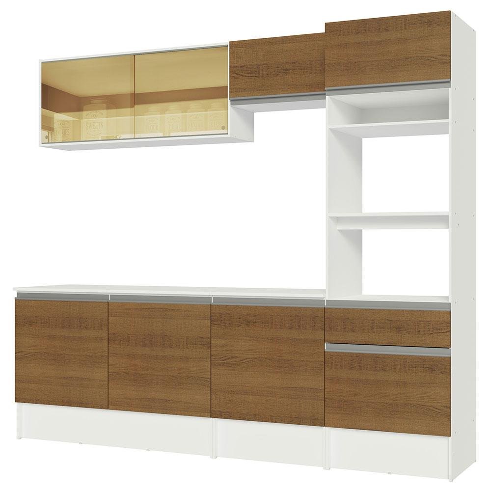 Armário de Cozinha Completa 240cm Branco/Rustic Diamante Madesa 06 - 11