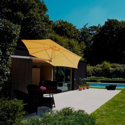 Ombrelone Parede 2,7m Estrutura Alumínio Cobertura Tecido Uv:camel/alumínio Anodizdo Branco - 3