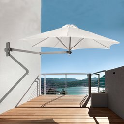 Ombrelone Parede 2,7m Estrutura Alumínio Cobertura Tecido Uv:camel/alumínio Anodizdo Branco - 11