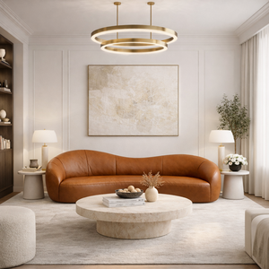 Sofá Star 270 Cm Orgânico Decorativo Sala Recepção Zahav:marrom Courino Sintético