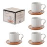 Jogo 4 Xícaras Cerâmica Café Chá 90ml C/ Pires de Bambu - 4