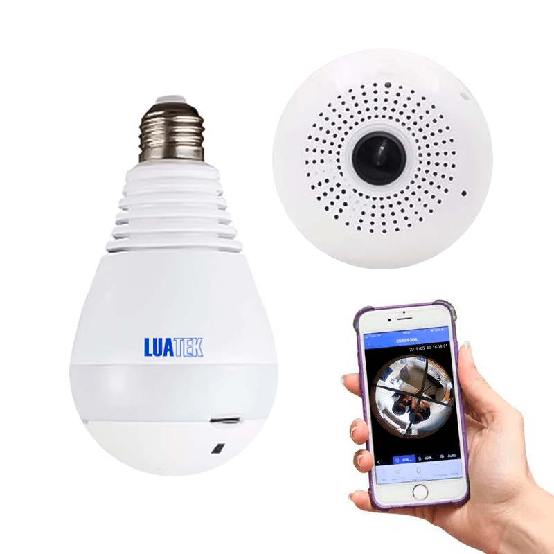 Lâmpada Espiã C/ Câmera Panorâmica WiFi 360° Luatek