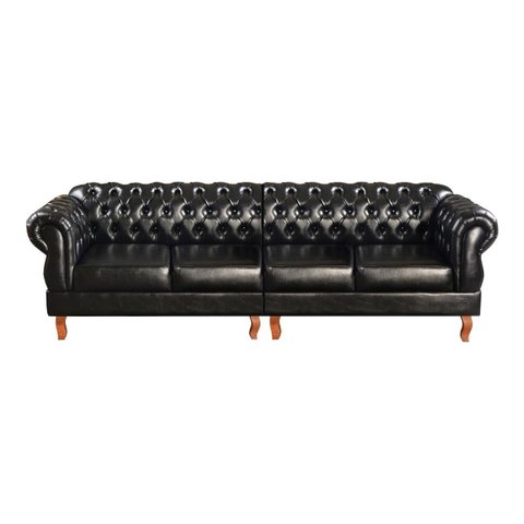 Sofá Fixo Chesterfield Duquesa 4 Lugares Modulado Decoração Vintage Imperial - Couríssimo Preto