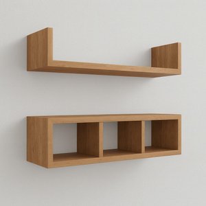 Kit Nichos de Parede Madeira Mdf Moderno Prateleira Organizadora Sala e Escritório - Amadeirado