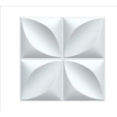 Placa 3d Pétala Pvc Autoadesiva 50x50cm Branco Fosco