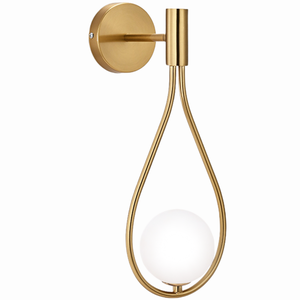 Luminária Arandela Parede 44cm Moderna Gota Globo Vidro 15cm Metálica Gimpo Kjbd-452: Dourado