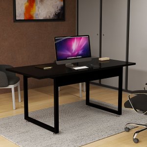Mesa Escrivaninha para Escritório Estilo Industrial 120x80 Pés de Ferro:preto