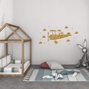 Ver imagem 1 de Adesivo de Parede Avião Piloto Nuvens e Estrelas Decoração Quarto Menino Kanto Store Dourado