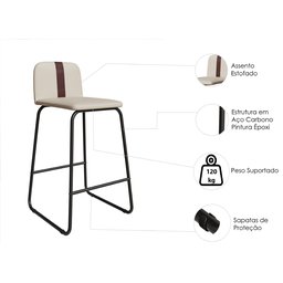 Conjunto 2 Banquetas Alta Decorativa Fixa Base em Aço Cozinha Bancada Vegas - 2