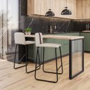 Ver imagem 2 de Conjunto 2 Banquetas Alta Decorativa Fixa Base em Aço Cozinha Bancada Vegas