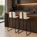 Ver imagem 3 de Conjunto 2 Banquetas Alta Decorativa Fixa Base em Aço Cozinha Bancada Vegas