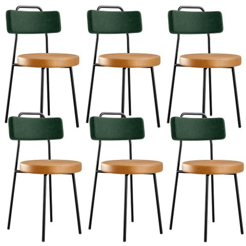 Kit 6 Cadeiras Cozinha Sala Jantar Barcelona L02 Facto Verde Musgo Couríssimo Whisky - Lyam Decor