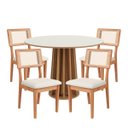 Ver imagem 2 de Kit Mesa de Jantar Redonda 4 Cadeiras Enconto Tela 100% Mdf Branco Dalla Costa