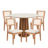Kit Mesa de Jantar Redonda 4 Cadeiras Enconto Tela 100% Mdf Branco Dalla Costa - 2