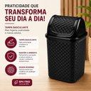 Ver imagem 4 de Lixeira Rattan 4,5 Litros com Tampa Basculante Cesto de Lixo para Banheiro Lavabo Quarto e Pia