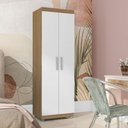 Ver imagem 1 de Armário Multiuso Órion 2 Portas 5 Prateleiras MDP 60cm Amêndoa Branco