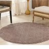 Tapete Redondo para Sala/Quarto 2,00 x 2,00 Peludo Bege Casen - 1