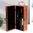 Ver imagem 5 de Caixa Maleta para Transporte de Vinho P/ Uma Garrafa com Acessórios - Preta