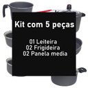 Ver imagem 3 de Jogo de Panelas Cinza com Tampa de Vidro Antiaderente 5 Peças Casa Dona