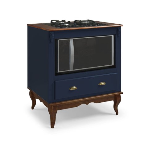 Balcão Cooktop Hannover 80cm com Nicho para Forno - 60716 Mmj-lz Lz-azul Petróleo/imbuia