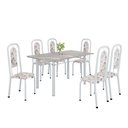 Ver imagem 2 de Conjunto Sala de Jantar com 6 Cadeiras Lara Branco/Arabesco