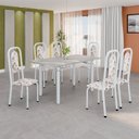 Ver imagem 1 de Conjunto Sala de Jantar com 6 Cadeiras Lara Branco/Arabesco