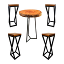Ver imagem 7 de Jogo de Mesa Bistrô Rústica 4 Banquetas Alta Cozinha Sacada Hotal Varanda