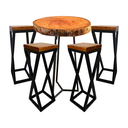 Ver imagem 1 de Jogo de Mesa Bistrô Rústica 4 Banquetas Alta Cozinha Sacada Hotal Varanda