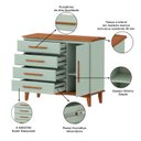 Ver imagem 4 de Cômoda 4 Gavetas e 1 Porta em Madeira Maciça de Pinus com Corrediças Telescópicas