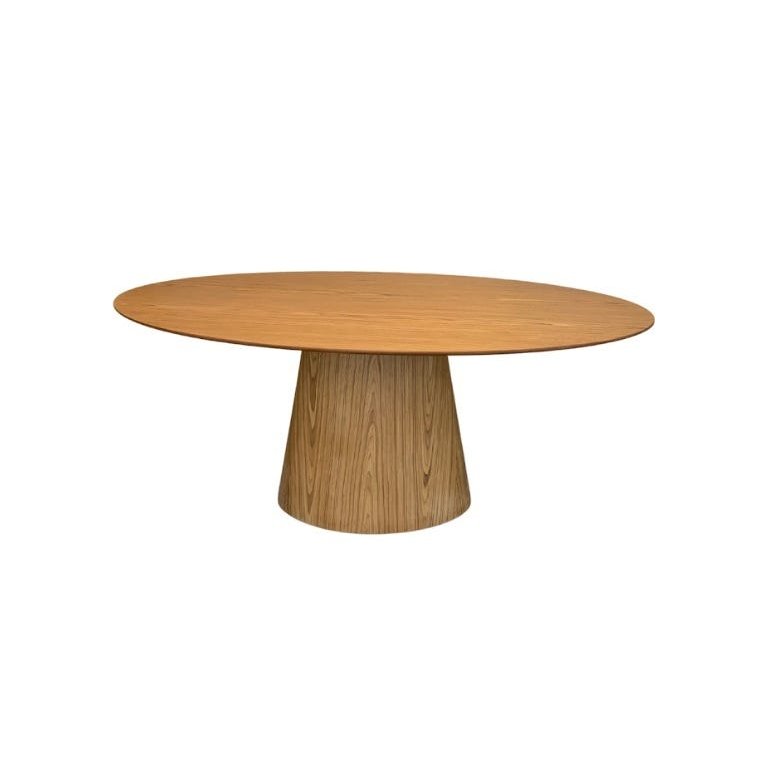 Mesa de Jantar Cone Oval 160x90cm Tampo Madeira Base Madeira - Marrom