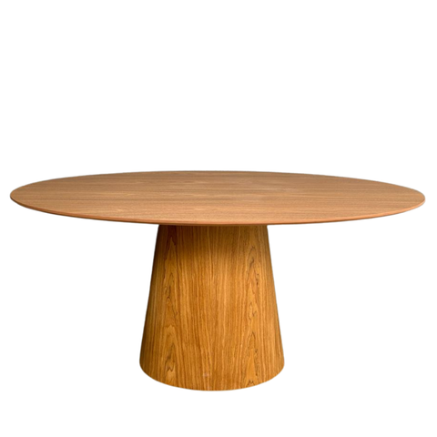 Mesa de Jantar Cone Oval 160x90cm Tampo Madeira Base Madeira - Marrom