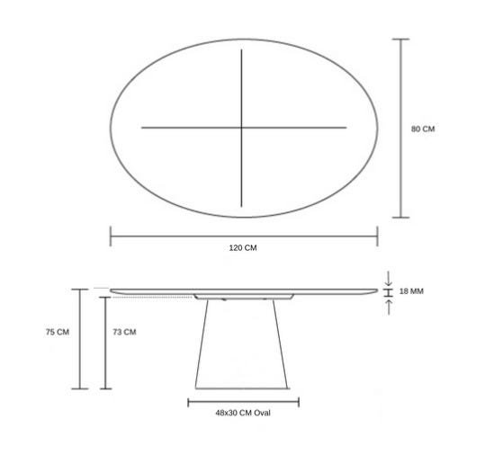 Mesa de Jantar Cone Oval 120x80cm Laqueada - Preto - 2