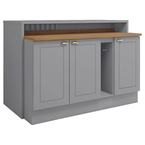 Bancada e Balcao Gourmet 146cm Ce818 Americana Cinza Nature Henn