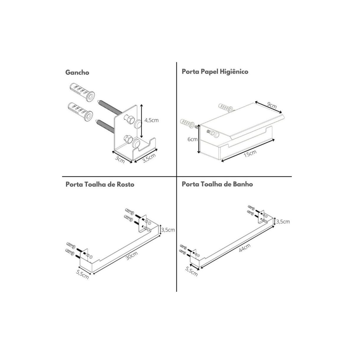 Kit de Acessórios para Banheiro 7 Peças Inox F.elg - 6