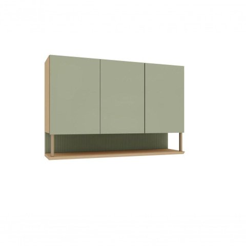 Armário Aéreo Domus 120cm 3 Portas MDF Bater Verde UV Luciane Móveis