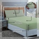 Ver imagem 4 de Jogo de Cama Lençol King 300 Fios Algodão 3 Peças Conjunto com Elástico e Fronhas:verde Bebe