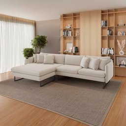 Sofá Jade com Chaise Lateral Esquerda 2,84m em Linho - 2