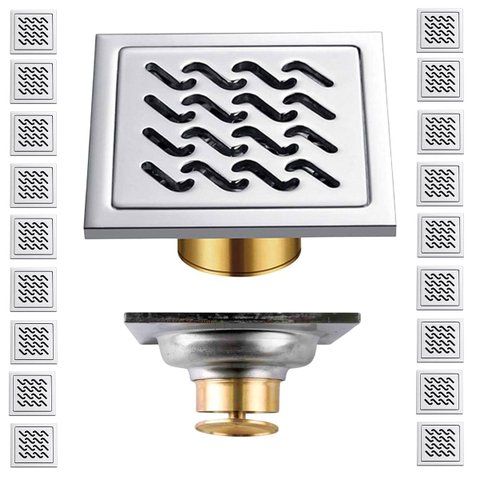 Ralo de Aço Inox Kit 18 Uni 10x10 Banheiro Anti Inseto Odor Cozinha Lavanderia Higienico Seguro Quin