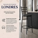 Ver imagem 2 de Banqueta Alta Industrial Estofada Londres Cor: Preto/Preto - Kmj