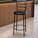 Ver imagem 1 de Banqueta Alta Industrial Estofada Londres Cor: Preto/Preto - Kmj